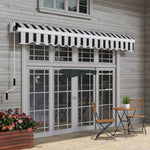 Balcony Awning UV-Resistant Hand Crank Aluminum Polyester, White+Blue