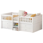 Mid-height Bed 90x200cm 4 Drawers Railing Ladder Pine Wood White
