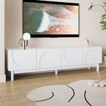 Lowboard TV Cabinet with Curved Doors, Shelves & Stabilizing Legs