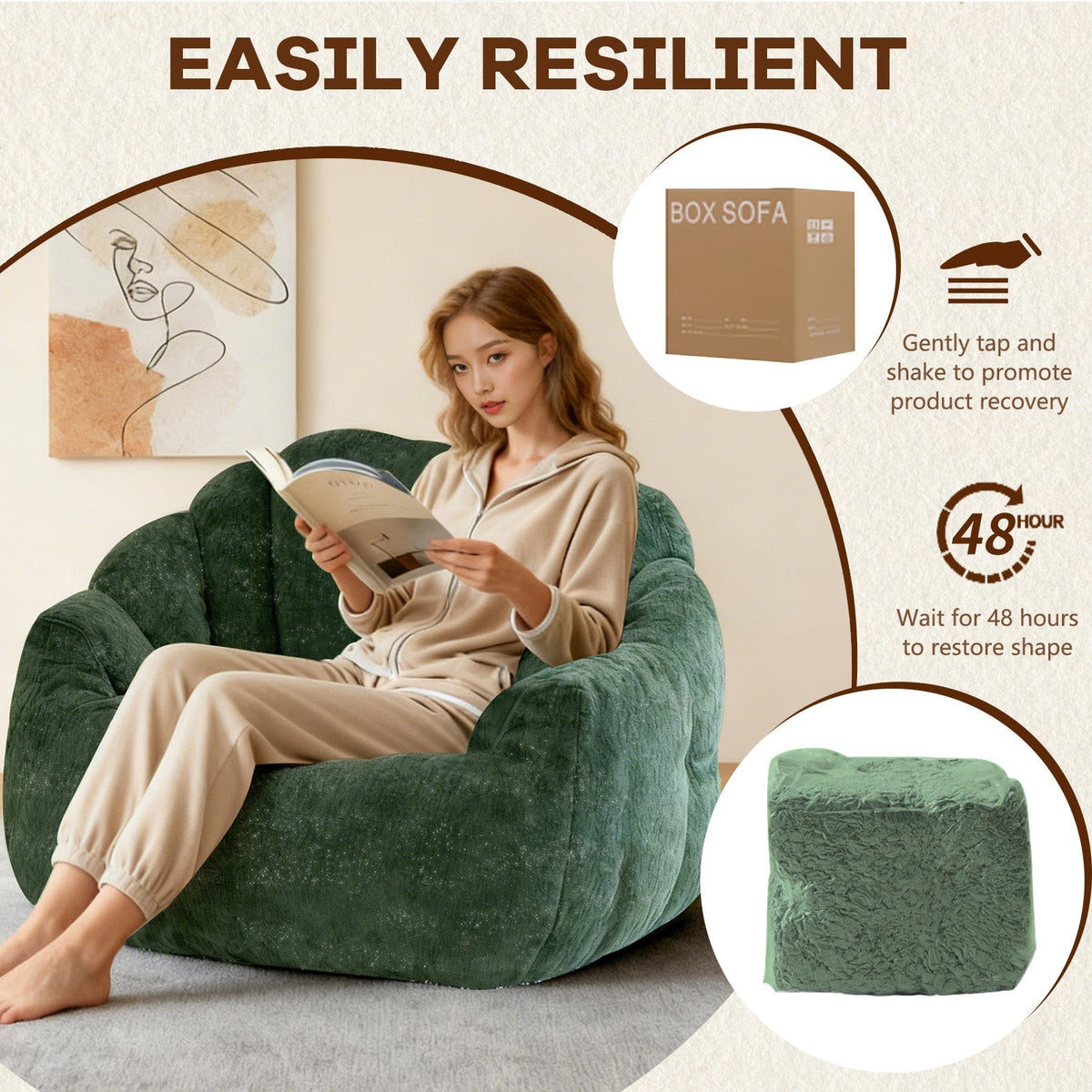 Ergonomic Round Bean Bag Chair Full-Body Contouring