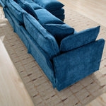 Cloud Sofa 3 Seats Modern Sectional Couch with Double Layer Upholstered Cushion, Blue Chenille Fabric