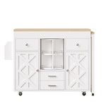 Modern Extendable Bar Table and Kitchen Trolley with Rotating Organizer and Adjustable Shelves, White