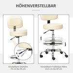 Swivel Bar Stool, Height Adjustable with Backrest, PU Leather Beige
