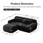 L-shaped 2-seater Sofa Modular Plush Fabric with Cushions - Black