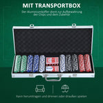 Poker Case Set, 500 Chips, 2 Card Games, 5 Dice, Aluminum