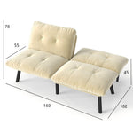Sofa Bed 2-Seater Foldable Futon - Cream
