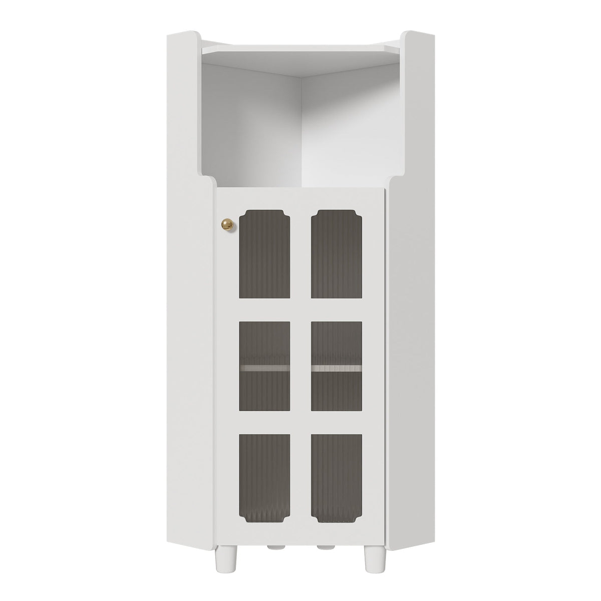 Corner Cabinet LED Lighting App Control Lacquered 63.5x124cm - White