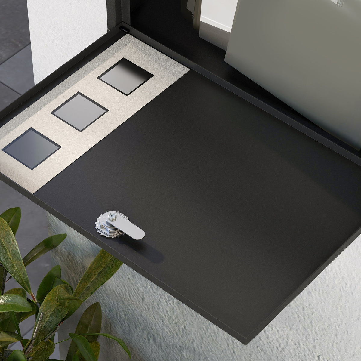 Mailbox with Newspaper Compartment, Water-Repellent, Black Metal
