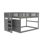 Low Bunk Bed, 140x200cm Safety with Storage, Wooden, Grey