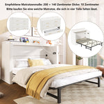 Wall Bed with Storage Drawer, USB Ports and Convertible Platform, Beige Linen