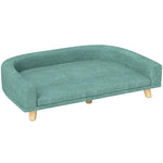 Dog Sofa - Pet Sofa with Cushion, Wooden Legs, Green