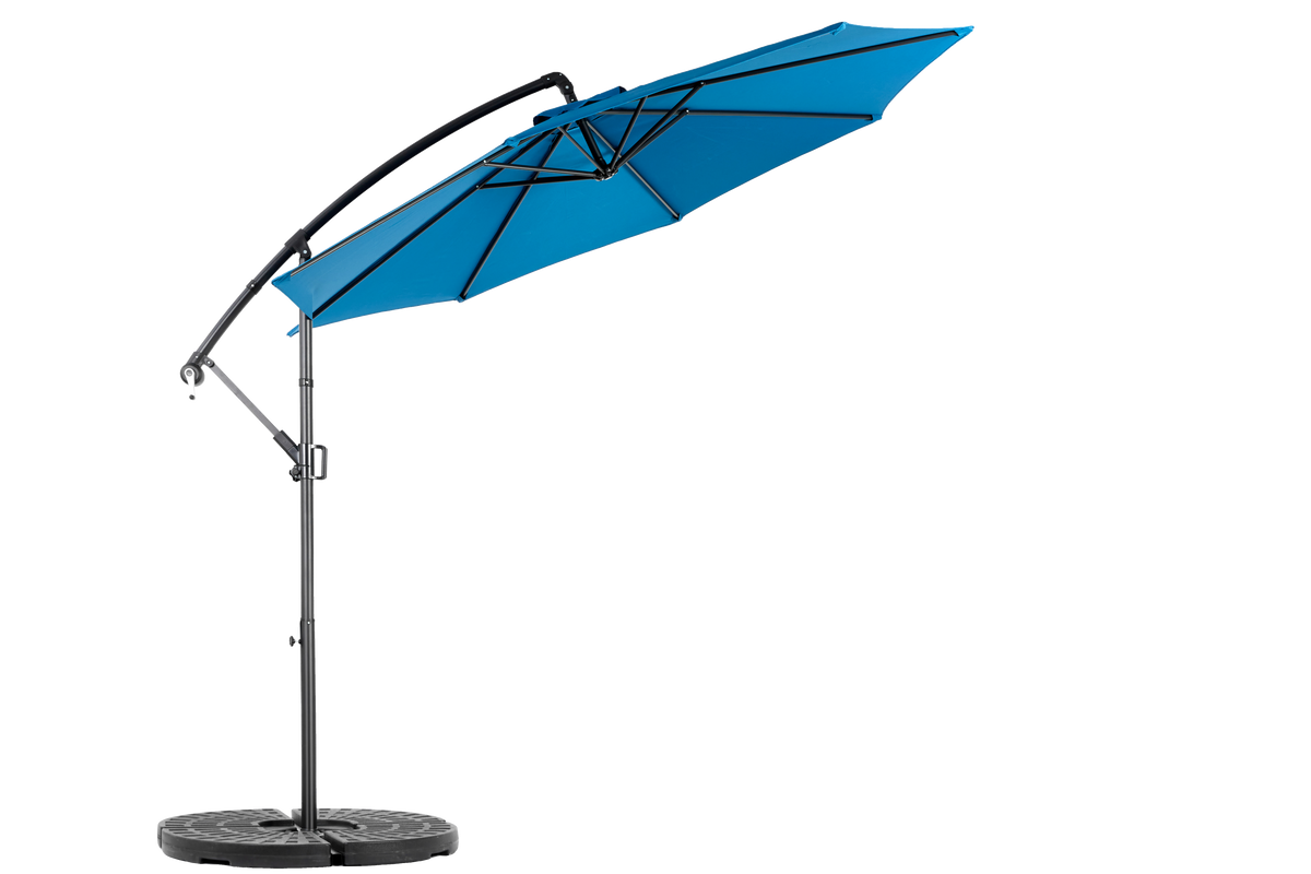 Double Sided Outdoor Umbrella, 14.8 Ft Rectangular Large with Crank, Blue