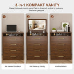 3-in-1 Dressing Table Set with 3 Drawers & Mirror, Clear Glass