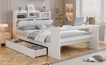 Children's Bed 140x200cm with Storage & Desk in White Wood
