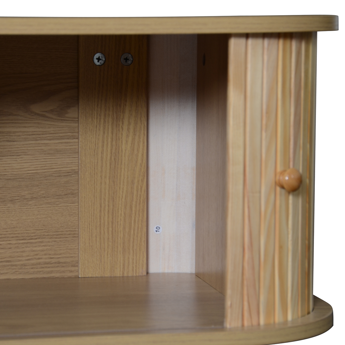 TV Cabinet with Doors, Drawers & Rattan Sides - Natural Wood Blend
