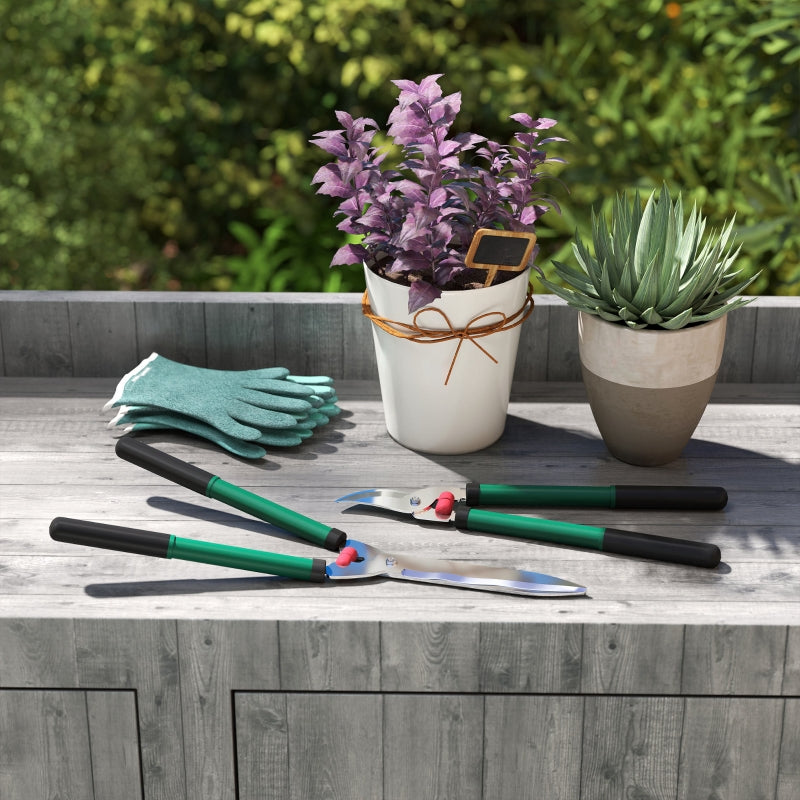 Garden Shears Set 2-piece, 40cm Pruning Shears and 51cm Hedge Shears, Metal Blades