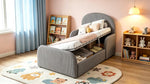 Children's Upholstered Bed 90x200 Hydraulic Storage, Grey Velvet