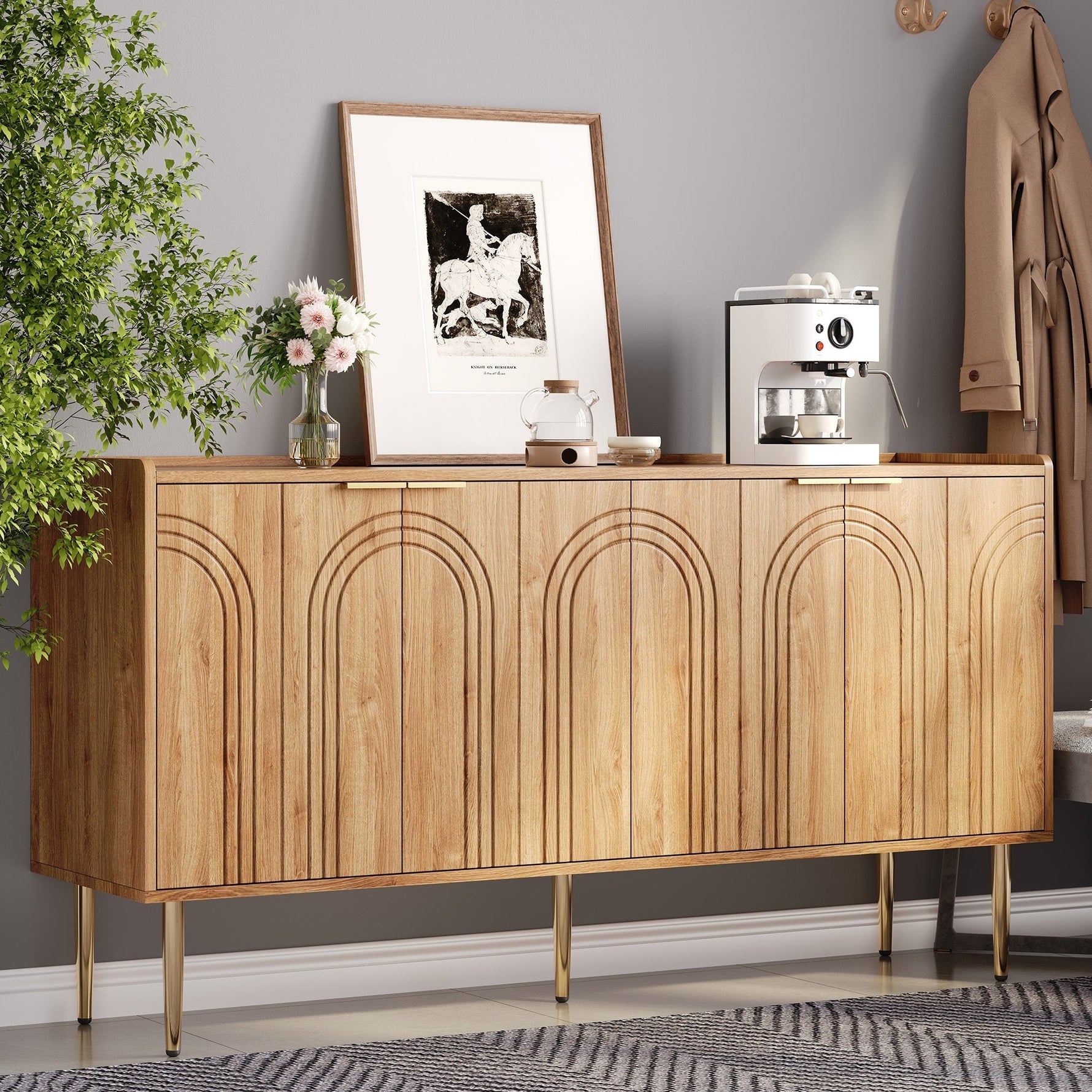 Sideboard Buffet Cabinet Storage 140x38x75cm - Modern Simple