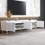TV Cabinet Lowboard 170cm Textured Door Gold Handles/Feet