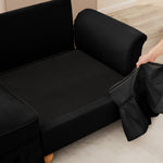 Windsor Stool with Removable Ruffled Skirt and Chenille Fabric, Black