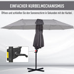 Double Parasol Cantilever Adjustable Garden Sun Protection, Metal Dark Grey