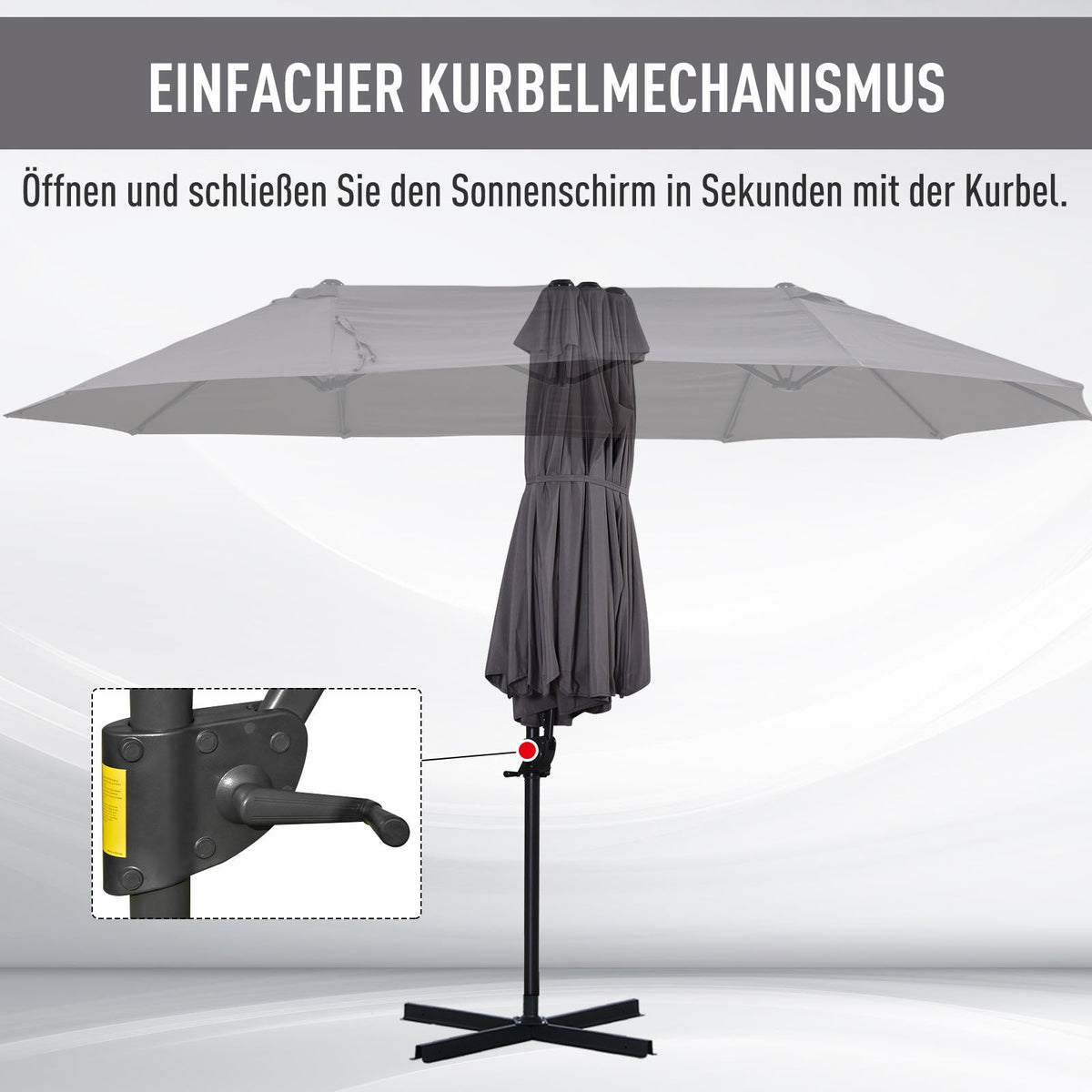 Double Parasol Cantilever Adjustable Garden Sun Protection, Metal Dark Grey