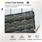 Polyrattan Balcony Set for 2 People, Weatherproof Cushions, Grey