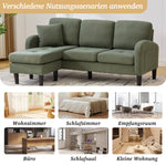 L-shaped Corner Sofa with Chaise Longue, 3-Seater Modular Design, Corduroy Fabric