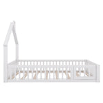 House Bed 90x200cm Chimney Shape with Slatted Base Pine Wood, White