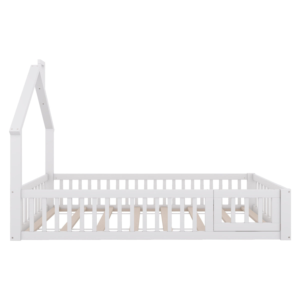 House Bed 90x200cm Chimney Shape with Slatted Base Pine Wood, White