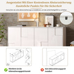 Sideboard 160cm High-Gloss 4 Doors Storage Geometric Design - White/Black
