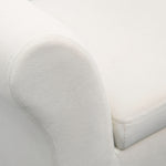 Upholstered Bench with Storage, Armrest, Velvet Polyester, Cream White
