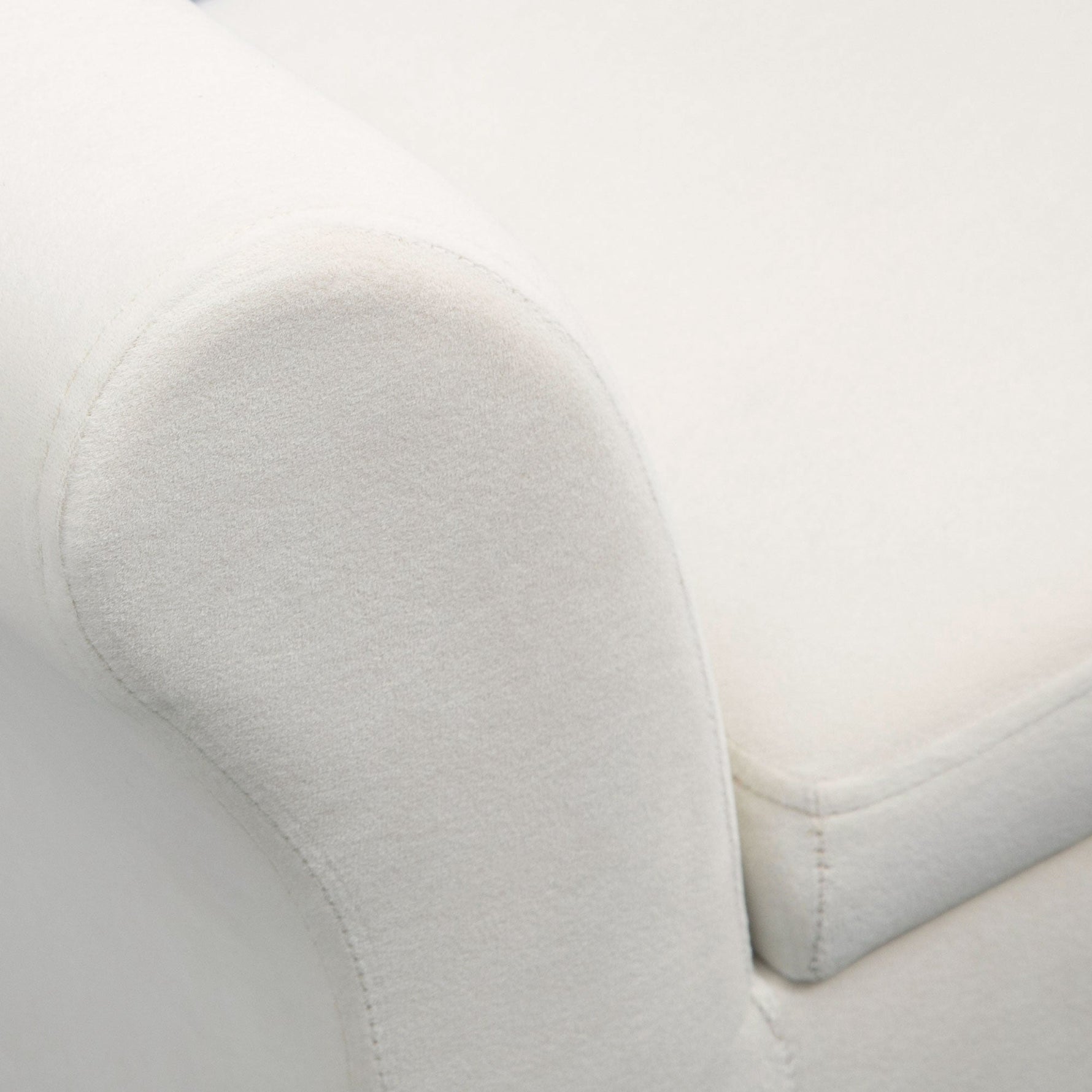 Upholstered Bench with Storage, Armrest, Velvet Polyester, Cream White