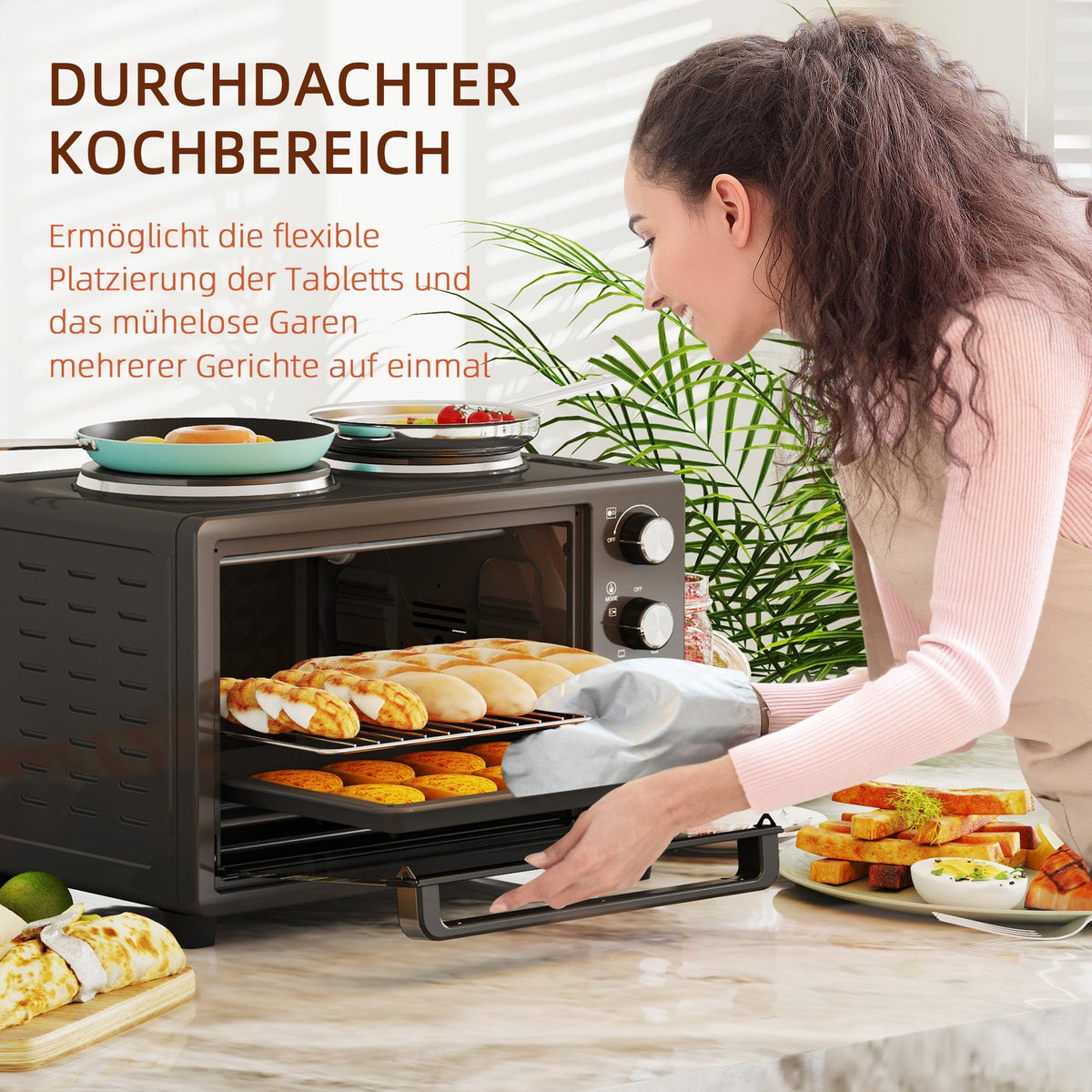 Mini Oven 28L 2600W with 2 Warming Plates, Black