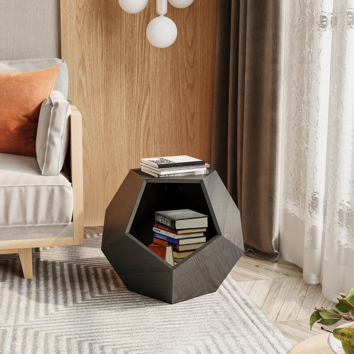 Modern Pet Furniture Cat Carrier Sofa Side Table Planter Multifunctional, MDF Black Brown