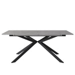 Extendable Dining Table Automatic Rectangular Cross Leg L150/180cm - Cement Pattern Black/Grey