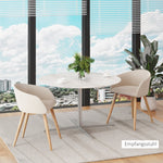 2 Upholstered Chairs Scandinavian Wooden Legs Non-Slip Pads - Beige