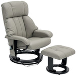 Reclining Armchair with Footstool, Electric Massage Function, Remote Control, Faux Leather Grey