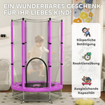 Children's Trampoline Ø140 cm, Indoor with Safety Net, Rubber Rope, Purple