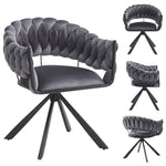 Dining Chair Set of 4, Modern Velvet Ergonomic Vanity Metal Legs, Grey