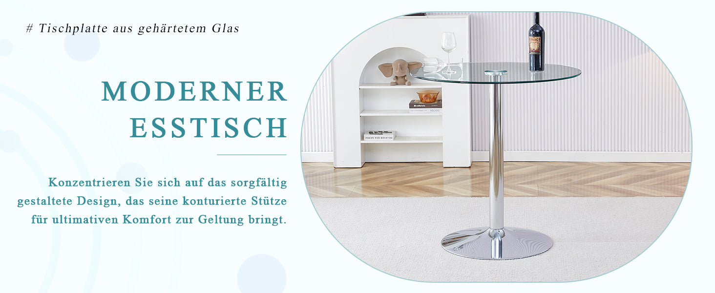 Modern Glass Beam Table Minimalist Ø89cm 92cm High
