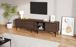 TV Cabinet Lowboard 180cm 2 Cabinets Open Shelves for 80 Inch TV - Dark Walnut
