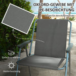 Folding Chair Set of 4, Foldable Garden Camping with Backrest Armrest, Oxford Grey