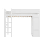 Loft Bed 90x200cm with Wardrobe & Storage, White Pine Wood