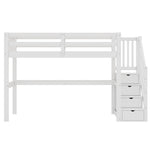 Loft Bed 90x200 Storage Drawers Under-Bed Desk - White