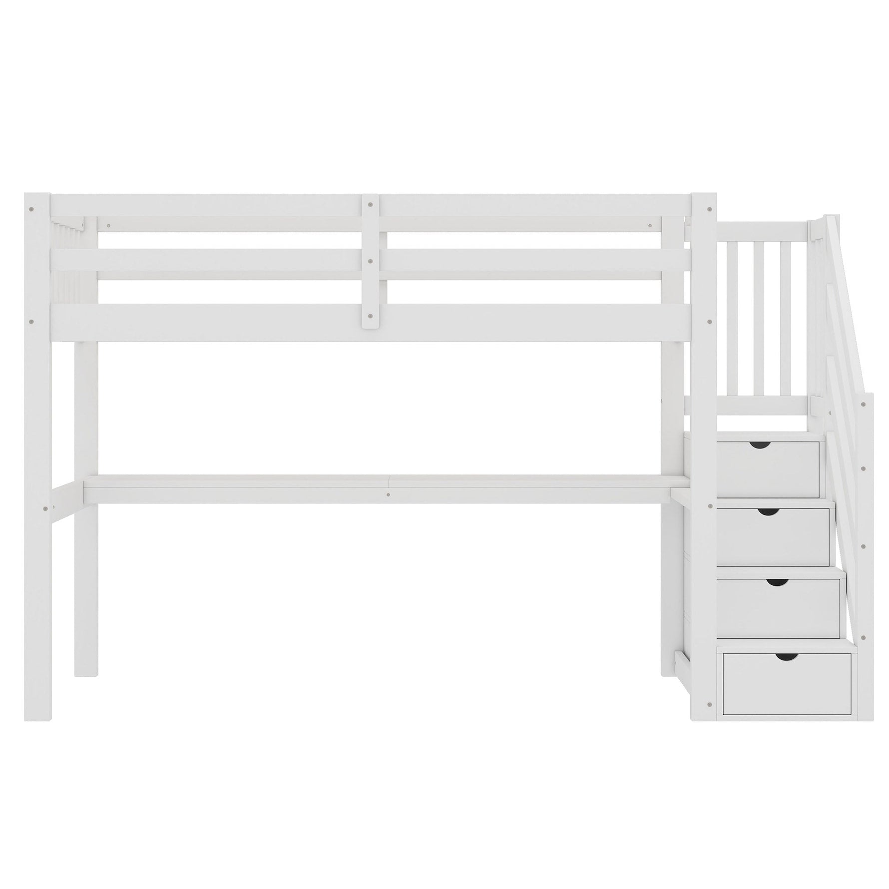 Loft Bed 90x200 Storage Drawers Under-Bed Desk - White