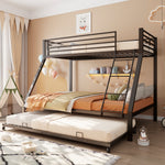Metal Bunk Bed with Pull-Out Bed, 3 Sleeping Places, Black