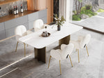 Dining Lounge Chairs Set of 4 with Gold Legs, Beige Teddy