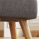 Footstool, Modern Upholstered Ottoman, Grey Linen Look
