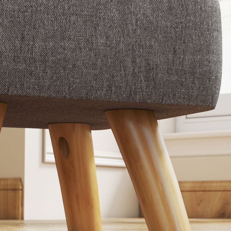 Footstool, Modern Upholstered Ottoman, Grey Linen Look